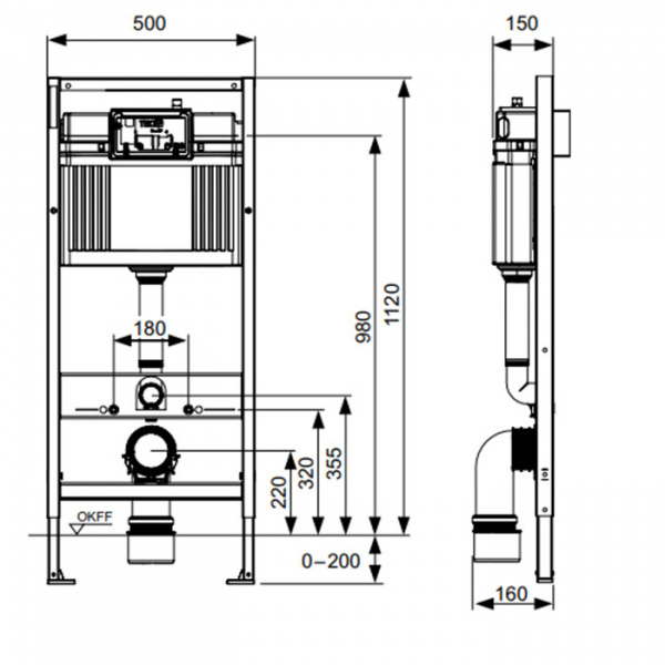 TECEbase 2.0 Комплект 5 в 1, унитаз TECE One, инсталяция для подвесного унитаза, клавиша смыва TECEambia белая, крепеж для монтажа, звукоизоляция