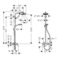 Hansgrohe Crometta 160 Showerpipe Душевая стойка с верхнем душем 180мм, ручным душем, и термостатическим смесителем, цвет: хром