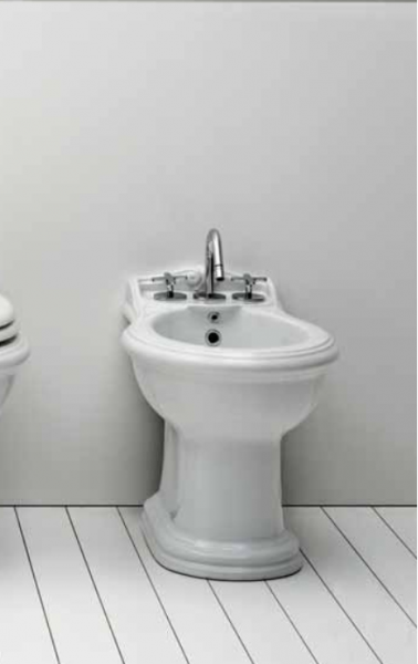 AZZURRA JUBILAEUM биде напольное приставное 59х40см с 1 отв под смеситель, цвет: белый с креплением к полу