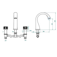 THG Island Смеситель для ванны на 3 отверстия, без ручного душа, цвет: Soft gold