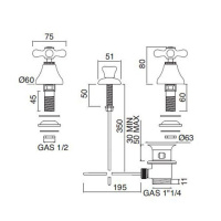 Sbordoni Etruria Смеситель для биде на 3 отверстия, цвет: никель