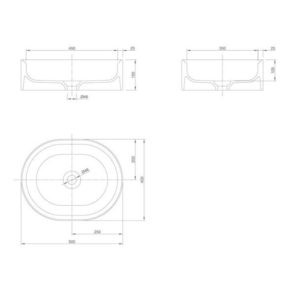KNIEF Glow Раковина 55х40х15 см, без отв., накладная, без перелива, цвет: белый матовый