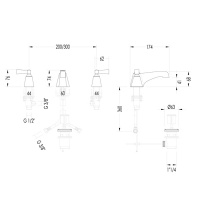 Devon&Devon Vip Time Смеситель для раковины, цвет: никель сатинированный/черный хрусталь