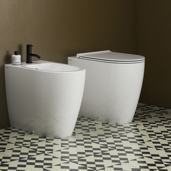 Globo Mode Унитаз напольный безободковый 53х34х43 см, слив универсальный, цвет: белый