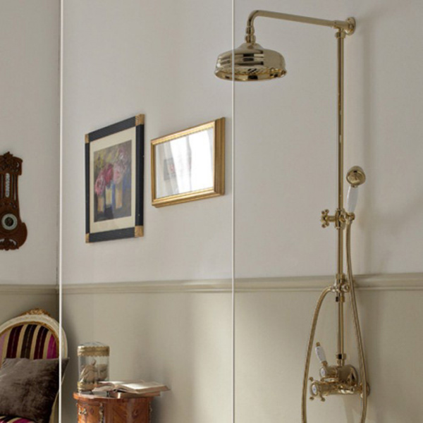 Sbordoni Londra Термостатический смеситель для душа на 3 отверстия, верхний душ 30см, цвет: бронза