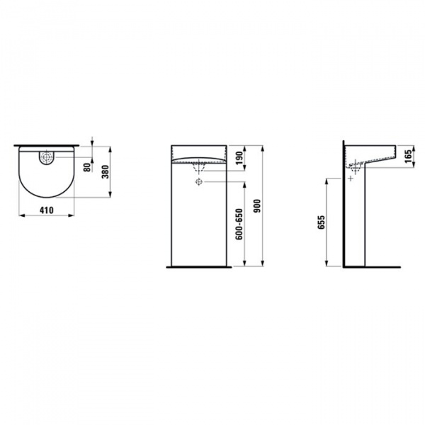 Laufen Sonar Раковина 41х38х90 см, без отв., без перелива, напольная, цвет: белый