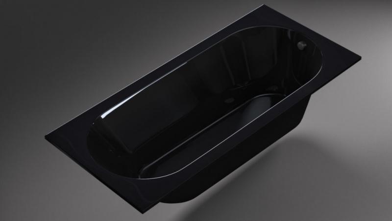 a-Tre Ванна встраиваемая из литьевого мрамора 1700*750*450 мм (в компл. регулир. опоры 140-180 мм),  чёрный глянцевый
