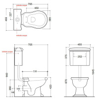 Kerasan Retro Унитаз напольный 53х38.5см, приставной слив в стену, цвет: белый/хром