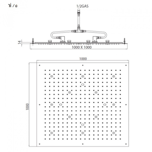 Bossini Dream-XL CUBE Верхний душ 100x100см, с 12 LED RGB, цвет: хром
