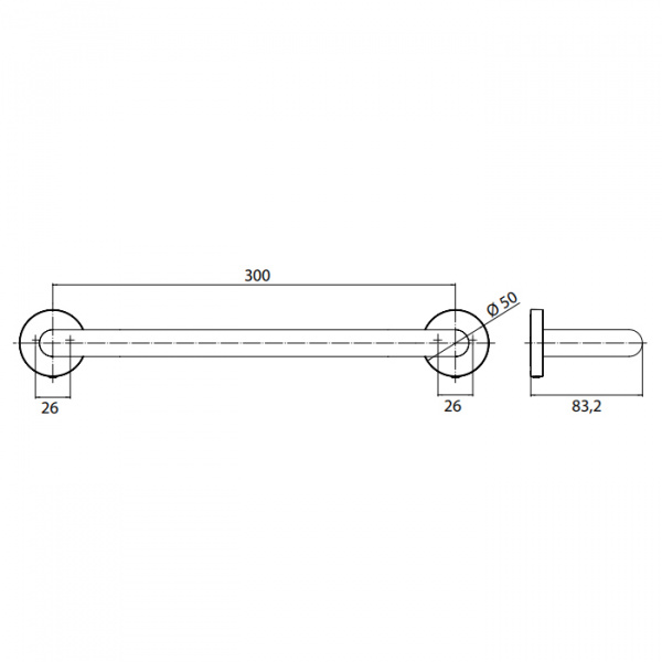 EMCO Round Поручень, 300мм, подвесной, цвет: черный