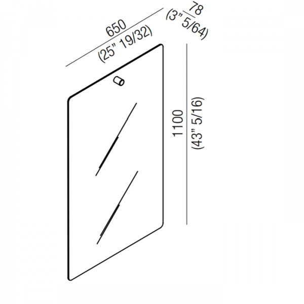 Agape Dot line Прямоугольное зеркало, 110x65см, с полированной кромкой, цвет: черный