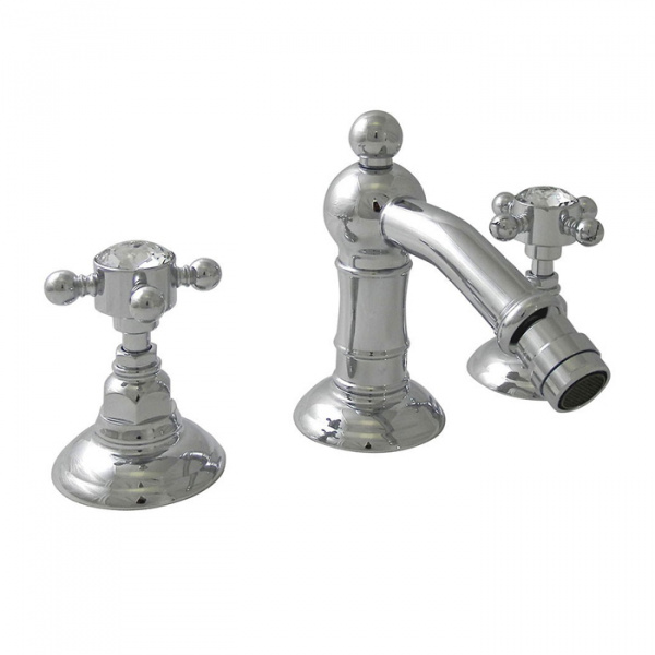 Nicolazzi Half Dome Crystal Смеситель для биде на 3 отверствия с донным клапаном, излив: 127 мм, цвет: хром