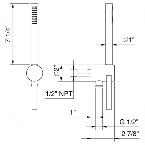 Fantini AF/21 Душевой набор: вывод воды на 1/2”, шланг 150 см, ручная лейка FIT, держатель для лейки, цвет: хром