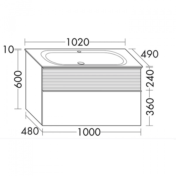 Burgbad Fiumo Комплект подвесной мебели 102х49х61см, с раковиной на 1 отв., ручки черные матовые, цвет: Eiche Dekor Cashmere / белый матовый