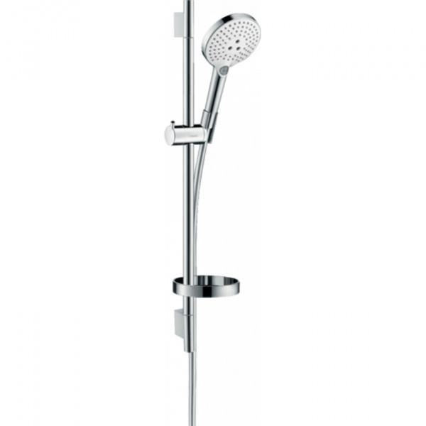 Hansgrohe Raindance Select S Душевой набор: штанга 65см., ручной душ 120, 3jet (Rain, RainAir, WhirlAir), EcoSmart, мыльница, шланг, цвет: белый/хром