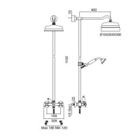 Sbordoni Londra Смеситель для душа настенный с ручн.душем, внешней трубкой, настенным держателем и верхним душем Ø200мм, цвет: хром