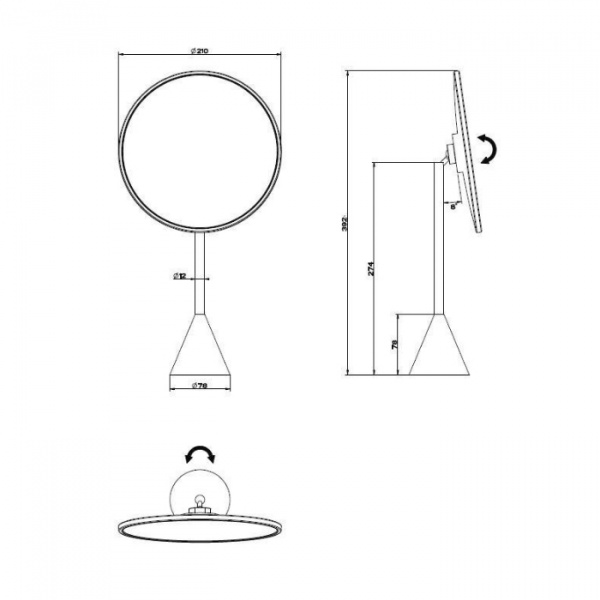 Gessi Cono Настольное поворотное зеркало, цвет: хром