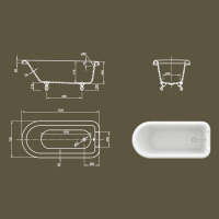 KNIEF  ROLL TOP Ванна отдельностоящая 152.5x72x55см., на ножках хром, без слива-перелива