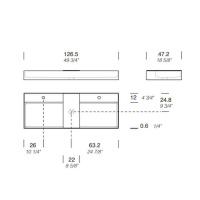 NOORTH milldue edition Раковина 26.5х47.2х12 см, 2 отв.,  двойная, накладная, цвет: белый