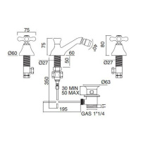 Sbordoni Etruria Смеситель для биде на 3 отверстия, цвет: глянцевая латунь