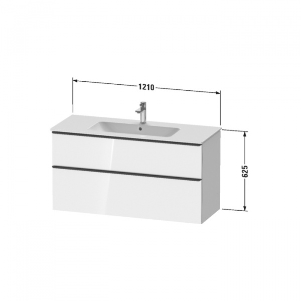 Duravit D-Neo Тумбочка подвесная 62.5x121x46.2 см, раковина, 1 ящик цвет: белый высокоглянцевый
