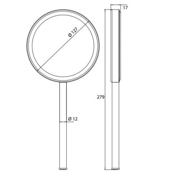 EMCO Pure Зеркало косметическое, Ø127мм, ручное, 3x кратное увеличение, настольное, цвет: хром