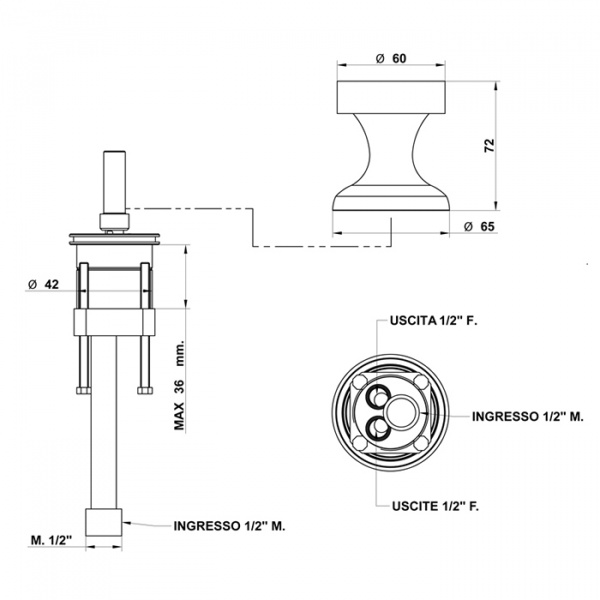 Переключатель на борт ванны Bongio Soffi, цвет: белый/хром