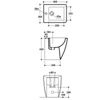 Kerasan Ego биде напольное с 1 отв. под смеситель 46х36см, цвет: белый