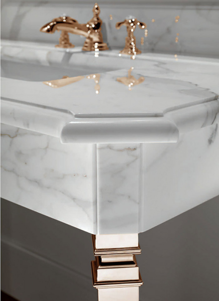 Devon&Devon Epoque Декоративная структура 100х59.7см, с раковиной на 3 отв., цвет: золото/белый мрамор