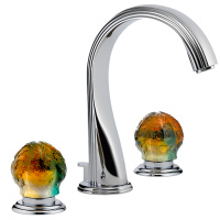 THG Flore Смеситель для раковины, 3 отв., цвет: хром/хрусталь