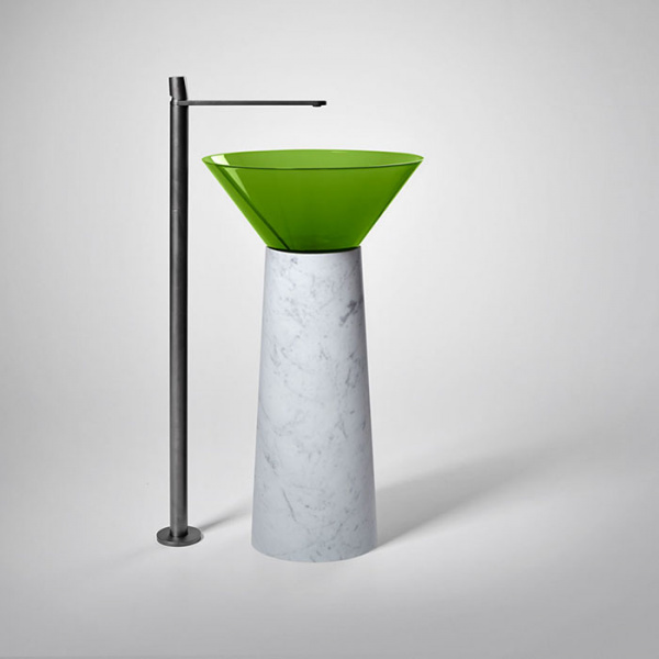 Antonio Lupi Albume Раковина 48х65 см, без отв., на пьедестале, Cristalmood, цвет: Lime/Marmo Carrara