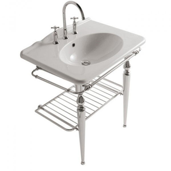 Globo Paestum Консоль напольная 75x53x90см с раковиной на 1 отв, хромированная