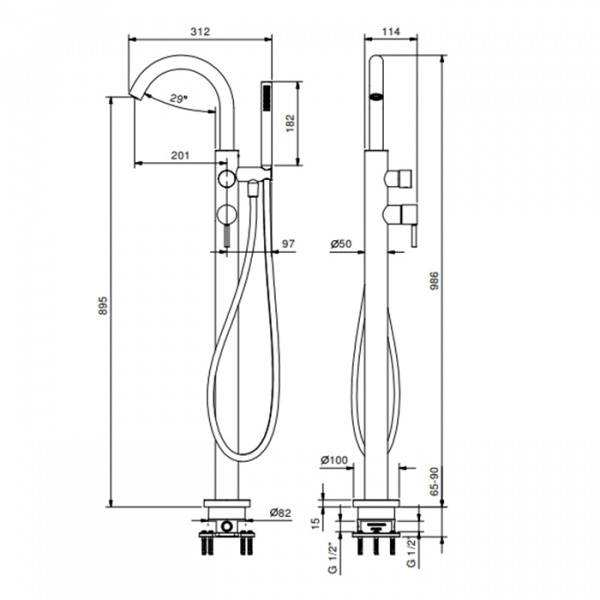 Fantini Nostromo Смеситель для ванны, напольный, цвет: хром