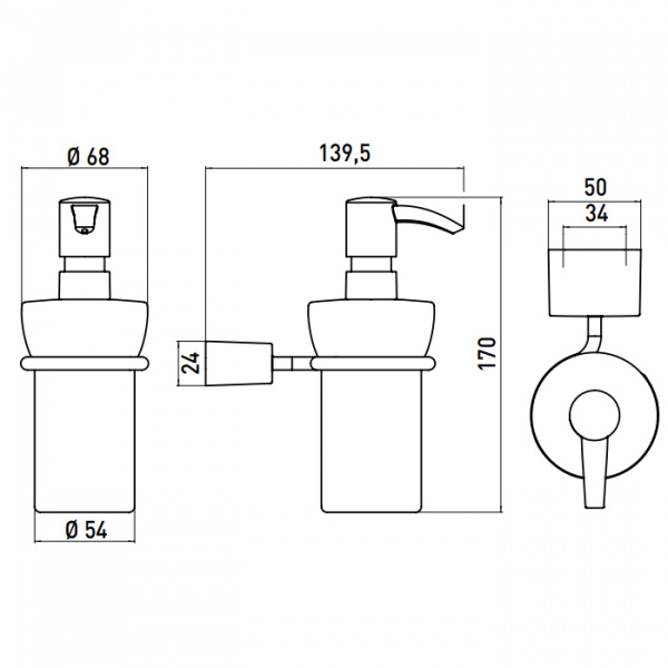 EMCO Logo2 Дозатор подвесной, колба опаловое стекло, цвет: хром