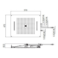 BOSSINI  DREAM/4 Верхний душ 570 x 470 mm, 4 режима (дождь, каскад, водопад моноструя), цвет: золото