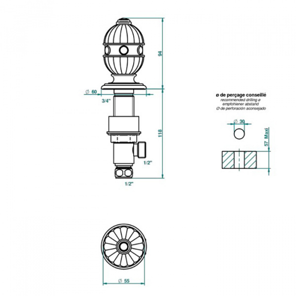 THG Amboise Lapis Lazuli Вентиль смесителя для раковины, вставки лазурит, цвет: полированное золото