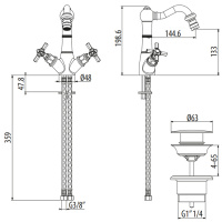 Gattoni TRD Смеситель для биде, 1 отв., ручки Paris, цвет: хром