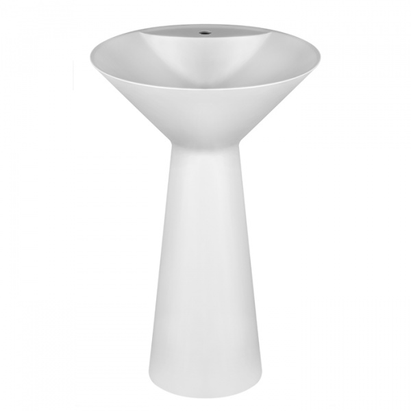 Gessi Cono Раковина 46х90 см, 1 отв., напольная, Cristalplant, без перелива, слив в стену, с сифоном, цвет: матовый белый