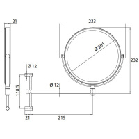 EMCO Pure Зеркало косметическое, Ø200мм, настенное, одинарный, регулир., 3x кратное увеличение, подвесной, цвет: хром