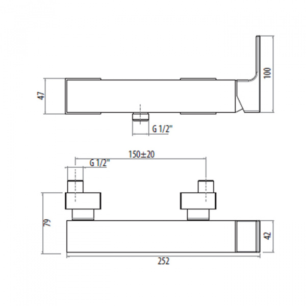 GATTONI KUBIC Смеситель для душа, однорычажный, вывод снизу, цвет: хром глянцевый