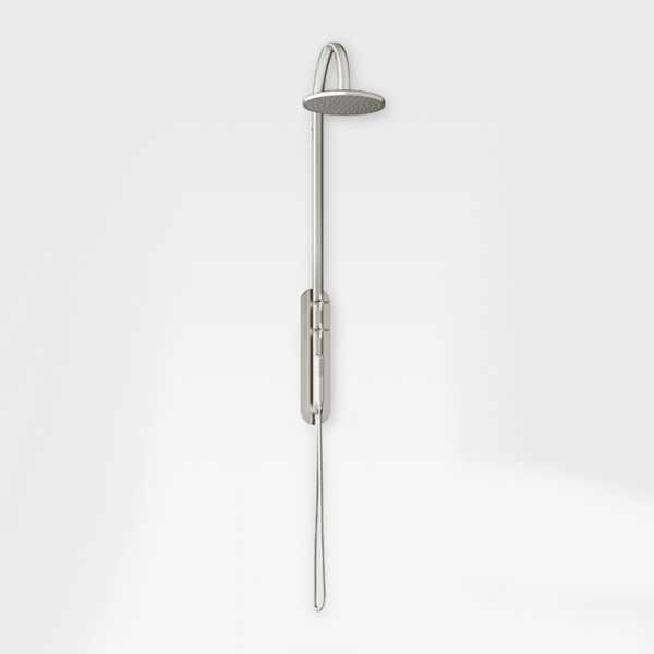 Armani Roca Baia Душевая стойка со встраиваемым термостатом с верхним, ручным душемм шланг 1,7м, цвет: brushed steel