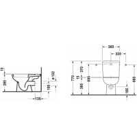 Duravit D-Code Унитаз моноблок 35.5x65см, с отдельным бачком с подключением снизу слева, с механизмом слива хром, включая крепление,слив в стену , цвет: белый
