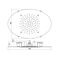 Gattoni PD Верхний душ овальный 600x380мм с системой скрытого монтажа на потолке (с хромотерапией) , цвет: хром