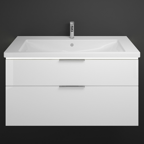 BURGBAD Eqio  Комплект мебели 120 см, база подвесная с керам.умыв. 2 ящика с ручкой желоб., c 1отв под смес. вкл сифон,  цвет: белый глянц F2009 с подсв тумбы