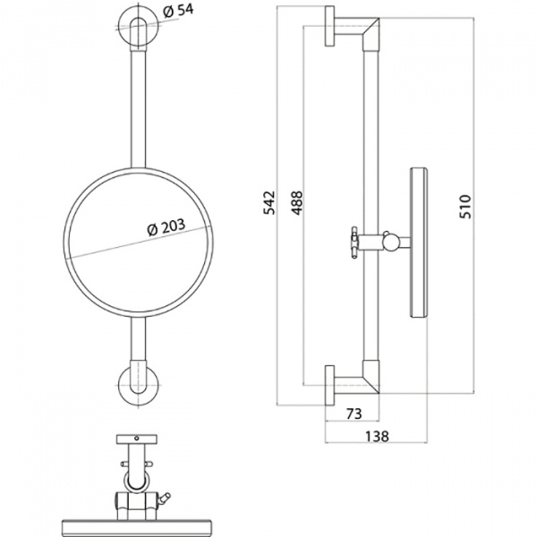 EMCO Pure Зеркало косметическое, LED, Ø203мм, регулир., 3x кратное увеличение, подвесной, цвет: хром