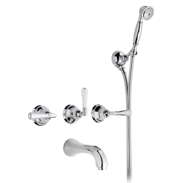 Nicolazzi Teide Смеситель для ванны с 2мя ручками, встроенный, с ручным душем, вкл. внутр часть, излив: 168 мм, цвет: хром