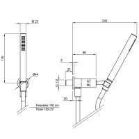 Antonio Lupi Timbro Ручной душ в комплекте с держателем и настенным выпуском, со шлангом 150 см, цвет: хром