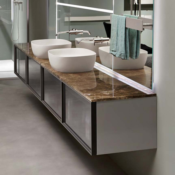 Antonio Lupi Bespoke Комплект мебели с 2 раковинами и зеркалами с подсветкой, цвет: titanio