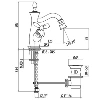Gattoni Timor Смеситель для биде с донным клапаном, цвет: бронза