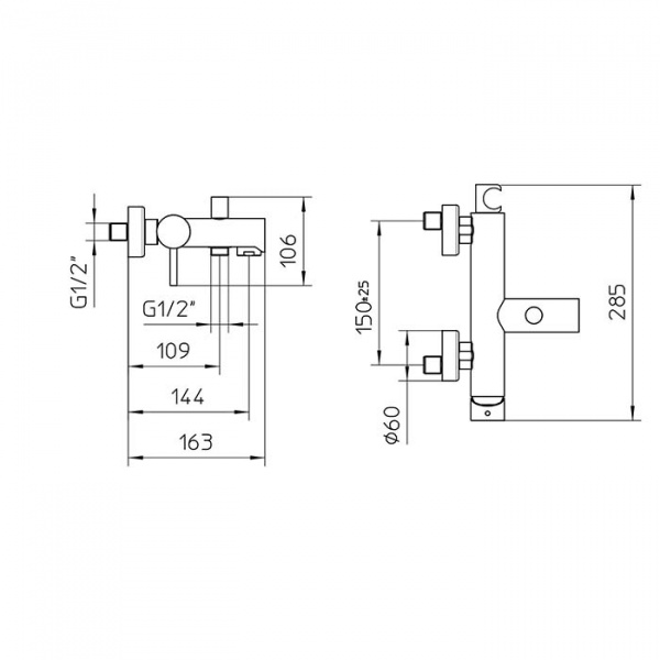 Bossini Oki Смеситель наружный с авт. девиатором, c держателем душ. лейки, соединение 1/2”, цвет: никель шлифованный